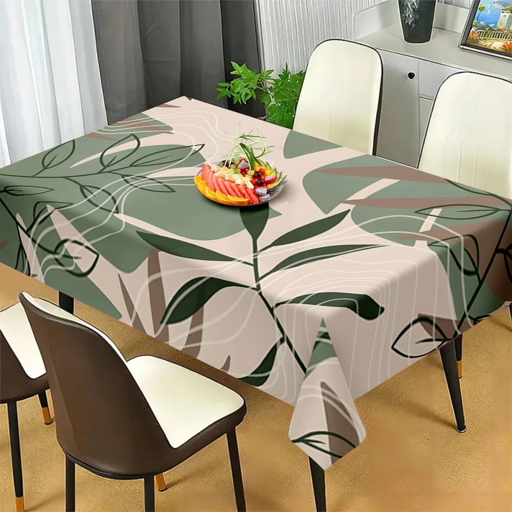 1pc Luxury Light-Weight Leaf Pattern Rectangular Tablecloth, suitable for dining room (rectangular shape)zyc