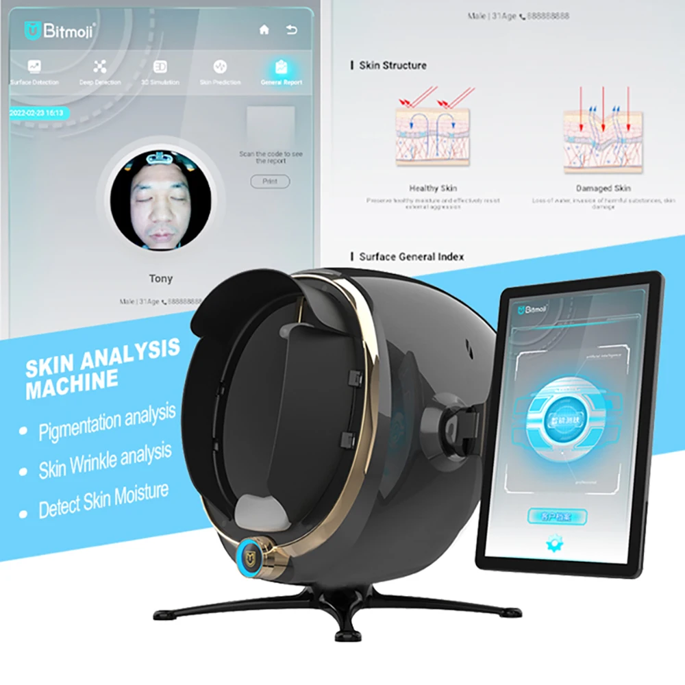 3D Digital Skin Analyzer AI Intelligent Image Skin Detector Magic Mirror Facial Scanner Machine Professional Face Test Device