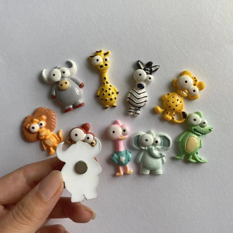 5pcs Resin Cartoon Animal Ostrich Lion Refrigerator Sticker Home Decoration