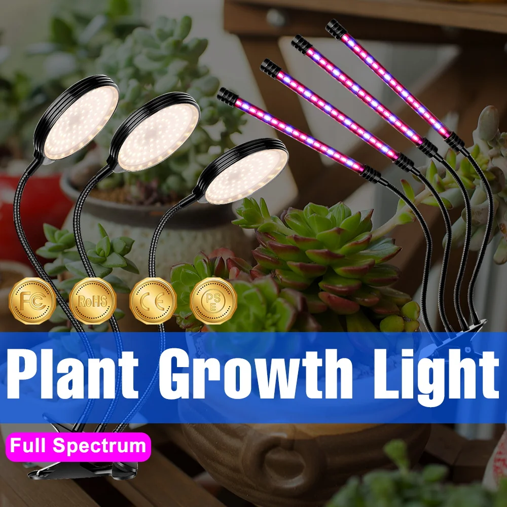 LED Full Spectrum Grow Light DC5V Hydroponics Plant Lamp Dimmable With Timing Auto On/Off 4/8/12H For Indoor Potted Flowers