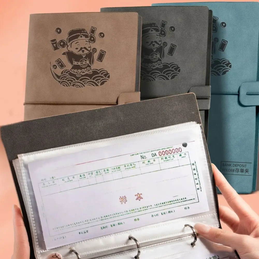 PU Leather Bill Planner Binder Reusable Transparent Money Budget Binder Cash Envelopes Loose-leaf Savings Challenges Notbook