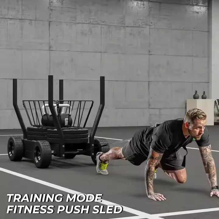 Puxar push power training treino trenó tanque carrinho mais novo torque equipamentos de ginástica tanque push trenó com dupla resistência magnética