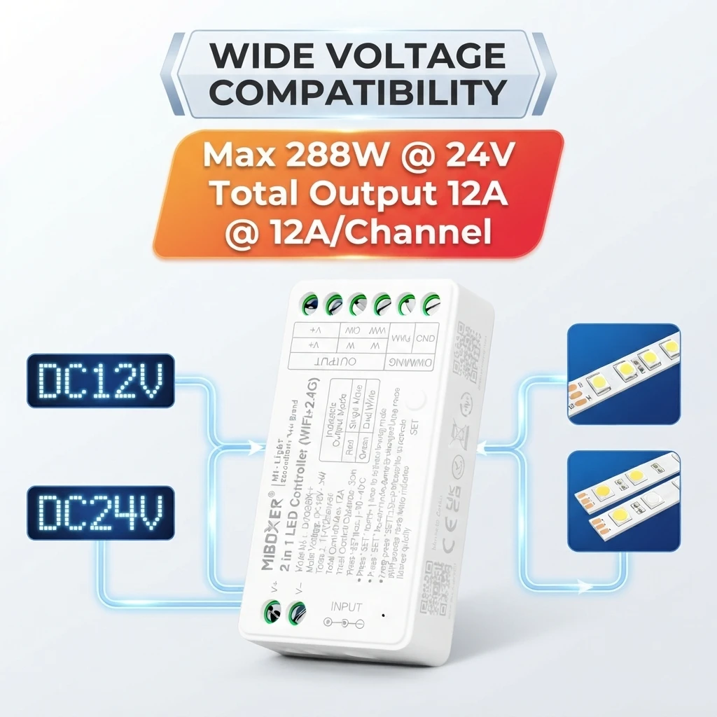 Miboxer FUT035W+ K3 K3P K3S 2-in-1 WiFi+2.4GHzRF Tuya Smart APP Sprachsteuerung PWM-Controller für ein-/zweifarbige LED-Streifenbeleuchtung