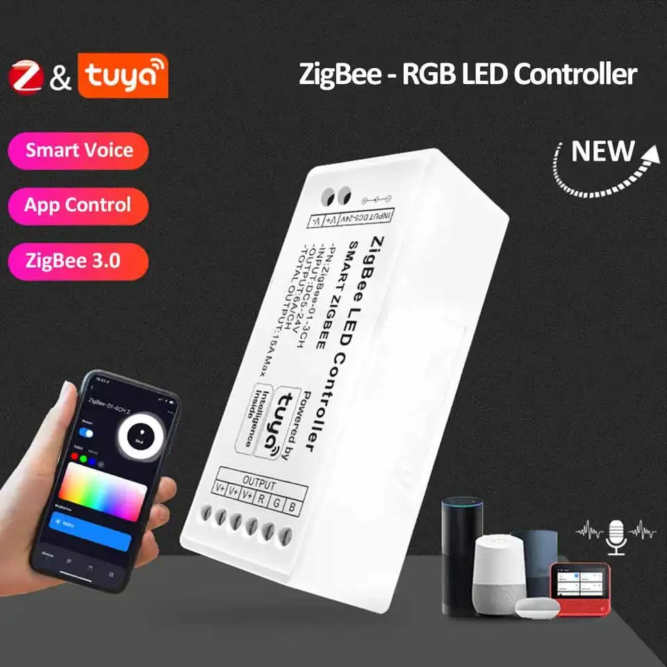 Tuya Zigbee 1-5CH Controller Smart Life Gateway Hub 5V- 24V DIM CCT RGB RGBW RGBCCT LED Strip Light ZigBee Controller