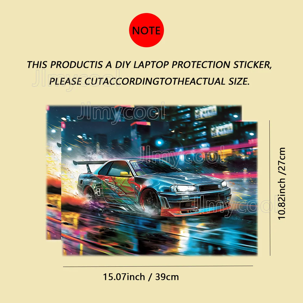 2 Durable Cool Car Sports Car Vinyl Laptop Stickers Art Scratch Protection Sticker for MacBook PC Chromebook