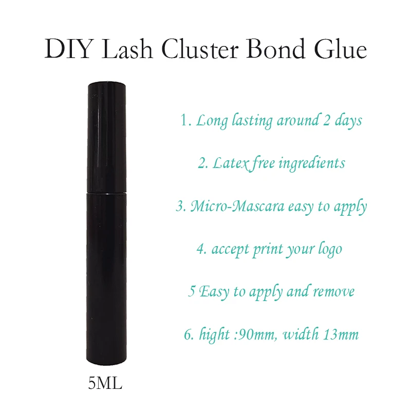 Private Label Custom Eyelash Bond Glue Mascara Black Eyelash Extension Glue Adhesive for DIY Lash Cluster Makeup