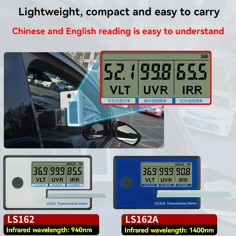 Labs Tint Meter Digital Tint Solar Film Car Transmission Meter 3-in-1 Solar Film Meter VLT UV IR Rejection Tester Dropship LS162