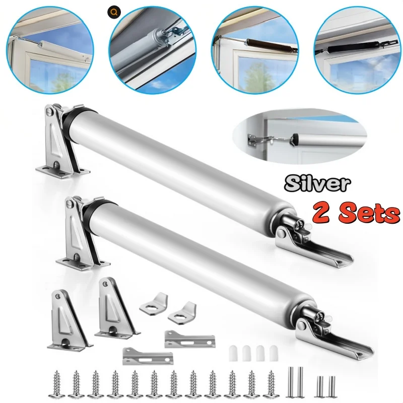 2 Set Heavy Duty Pneumatic Closer,Soft Closing Automatic Door Closer Adjustable Speed Positioning Door Stop,Door Holder Hardware