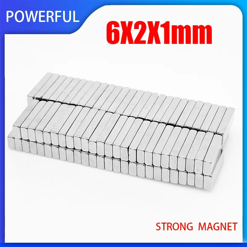 50~1000PCS 6x2x1mm Block NdFeB Neodymium Magnet N35 Super Powerful Imanes Permanent Magnetic Disc Sheet 6mm X 2mm X 1mm