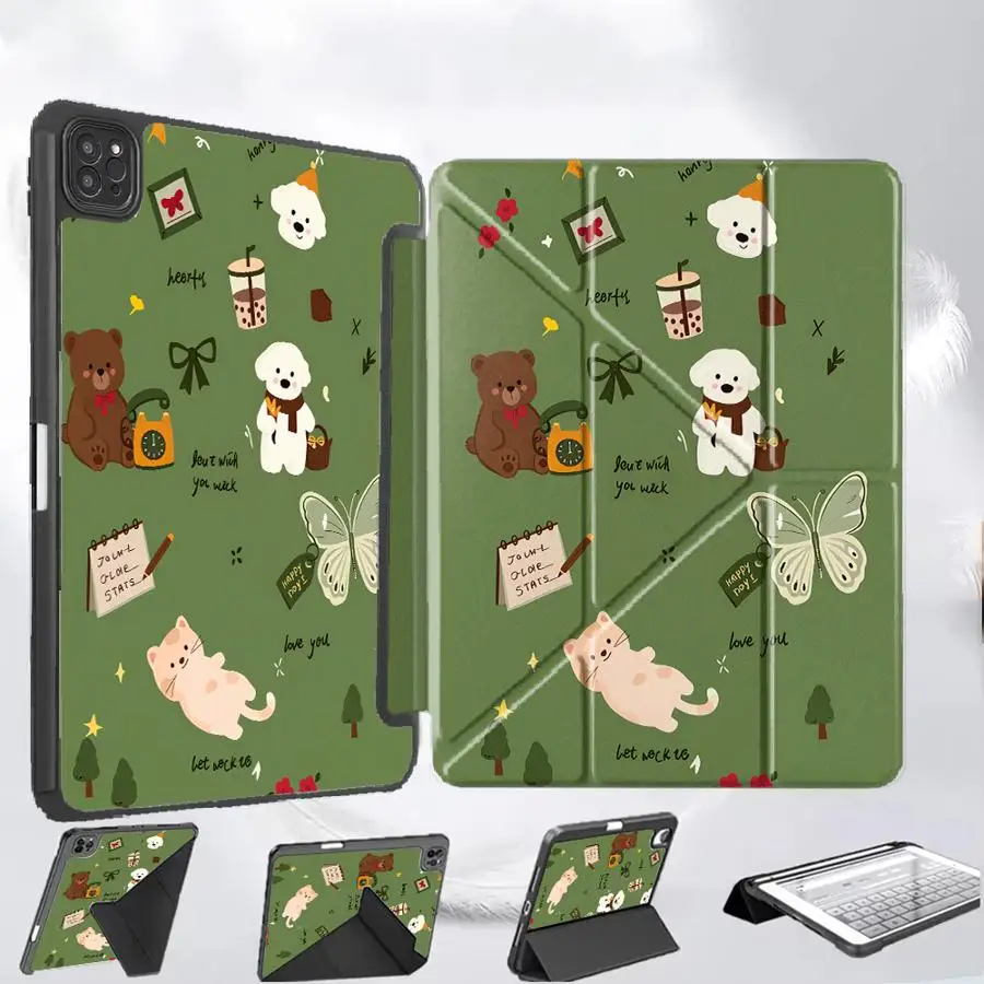 

Green Forest Doodle Tablet Case For iPad Mini 6 7 Pro 11th 10th 9th 8th 7th 12.9inch Pro 2025 Air 4 5 M3 M2 M4 11inch Holder