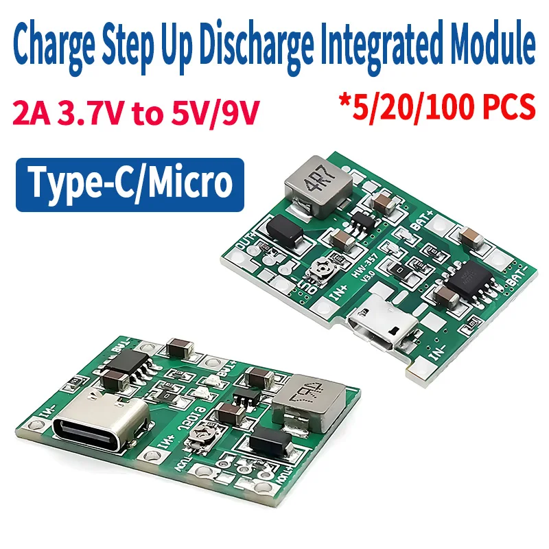 USB Lithium Lipo Multimeter Modification 18650 Battery 3.7V To 5V 9V Charge Step Up Discharge Integrated Module