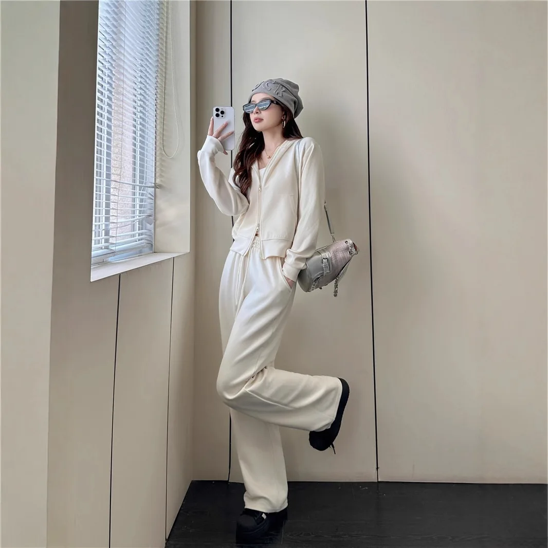 

2025 Complete Set of Women's Autumn Pink Casual Sports Sweatshirt Two-piece Suit