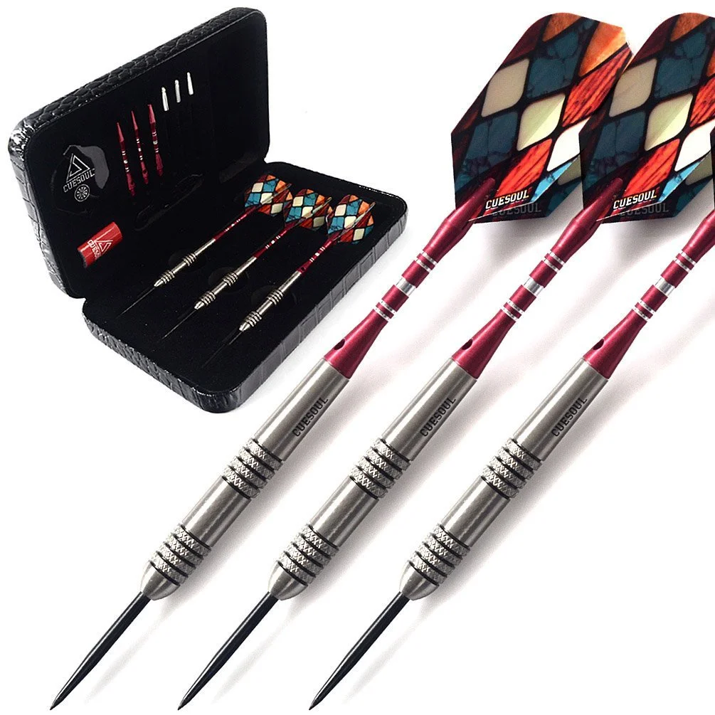 

CUESOUL 22/24/26g Tungsten Steel Tip Darts 95% Tungsten Dart Set with Leather Package