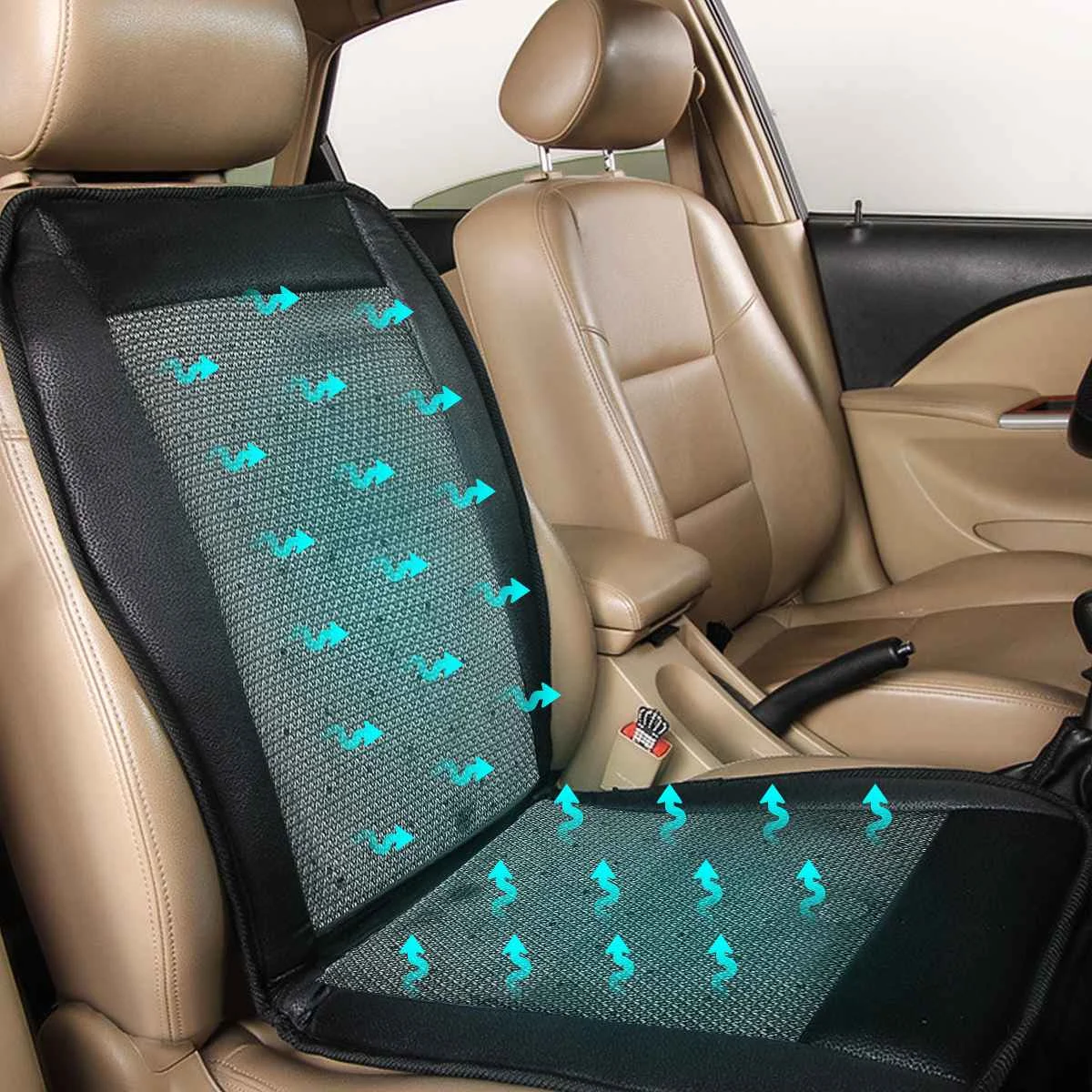 Car Cushion 12V Massage Seat Air Conditioning Cushion Summer Cool Ventilation Cushion Cooling Seat Air Fan 2 Speeds Low/high