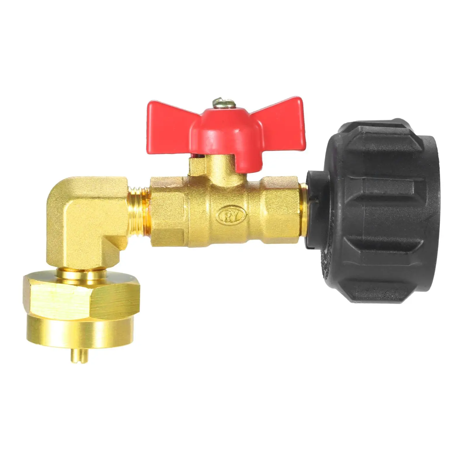 Safest QCC1 Propane Refill Elbow Adapter with ON-Off Control Valve LP Gas Refill Fits for All Camping Grill 1 LB Tank Cylinder