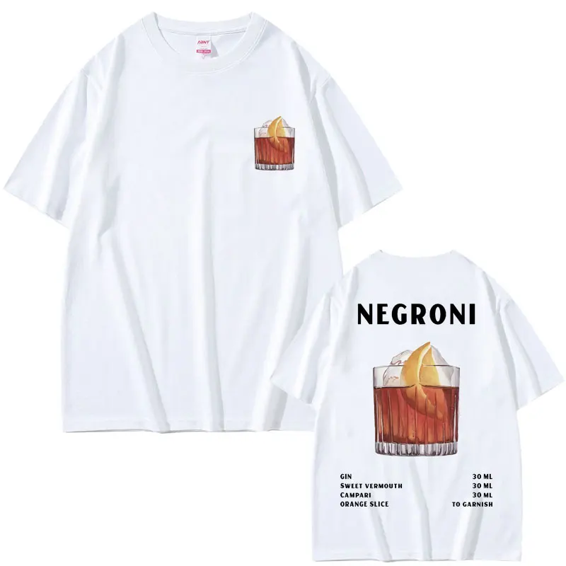 Negroni Cocktail List Organic Graphic T-shirt Men Fashion Funny Oversized Tshirt Tops Short Sleeve Unisex Casual Cotton T Shirts