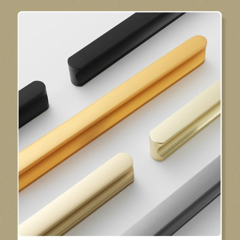 Simple Black Aluminum Alloy Extended Kitchen Cabinet Door Knobs and Handles Drawer Pulls Furniture Handle Hardware