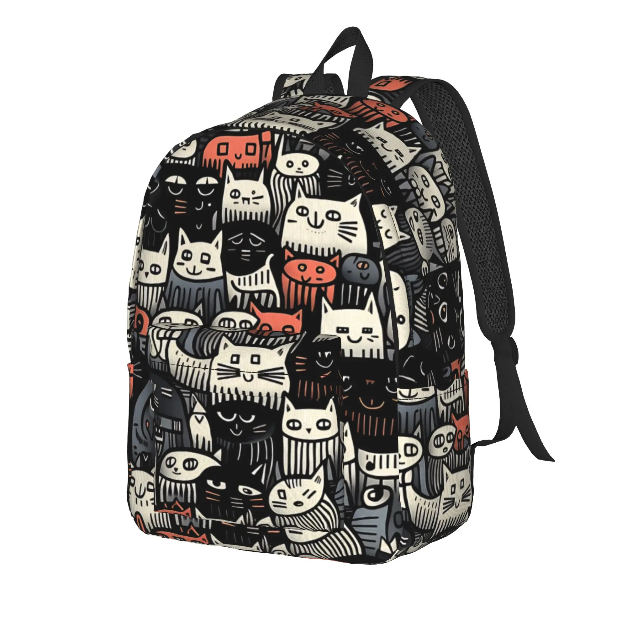 Cats Seamless  Fashion Backpack Outdoor High School Work Cats Pattern Daypack for Men Women Laptop Computer Canvas Bags
