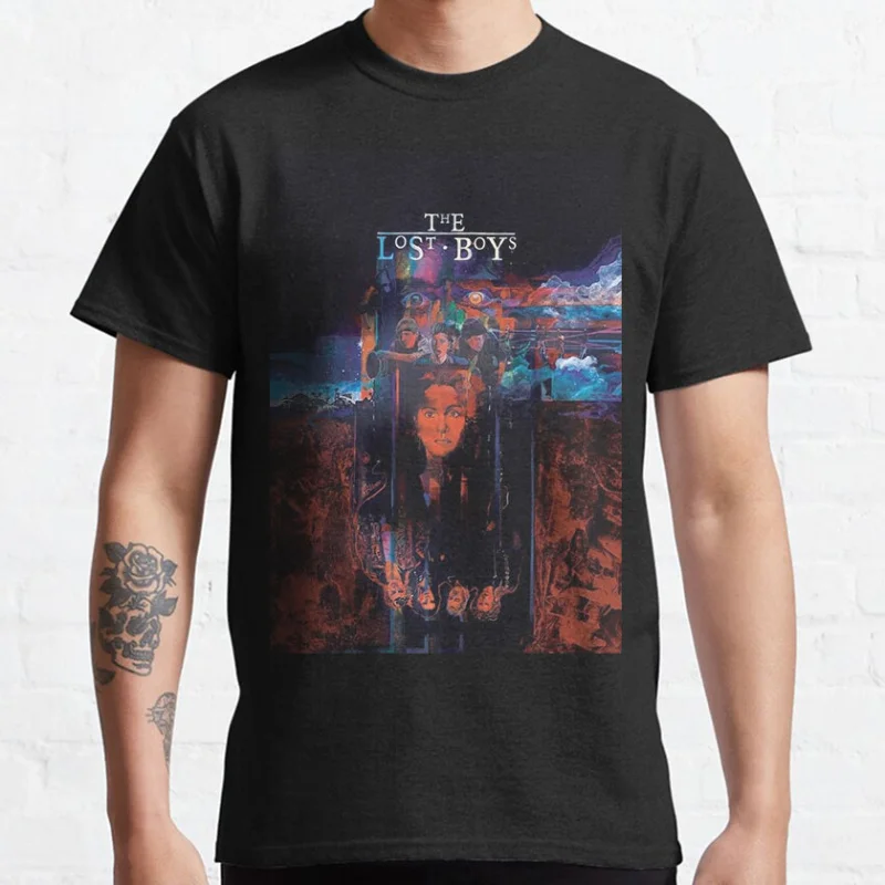 

Vintage 80s Horror Movie The Lost Boys Vampire graphic t shirts Santa Carla Scary Halloween tops large size Men's clothing