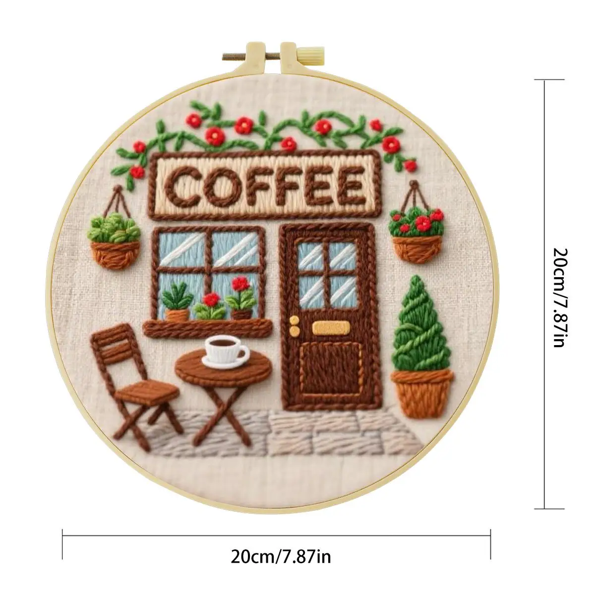 1 Stück 20X20CM/15X15CM 7,87/6,3 Zoll Kaffeehaus-Stickerei-Starter-Kit DIY-Kit DIY-Stickerei-Set Handarbeiten Nadelkunst – Detail 4
