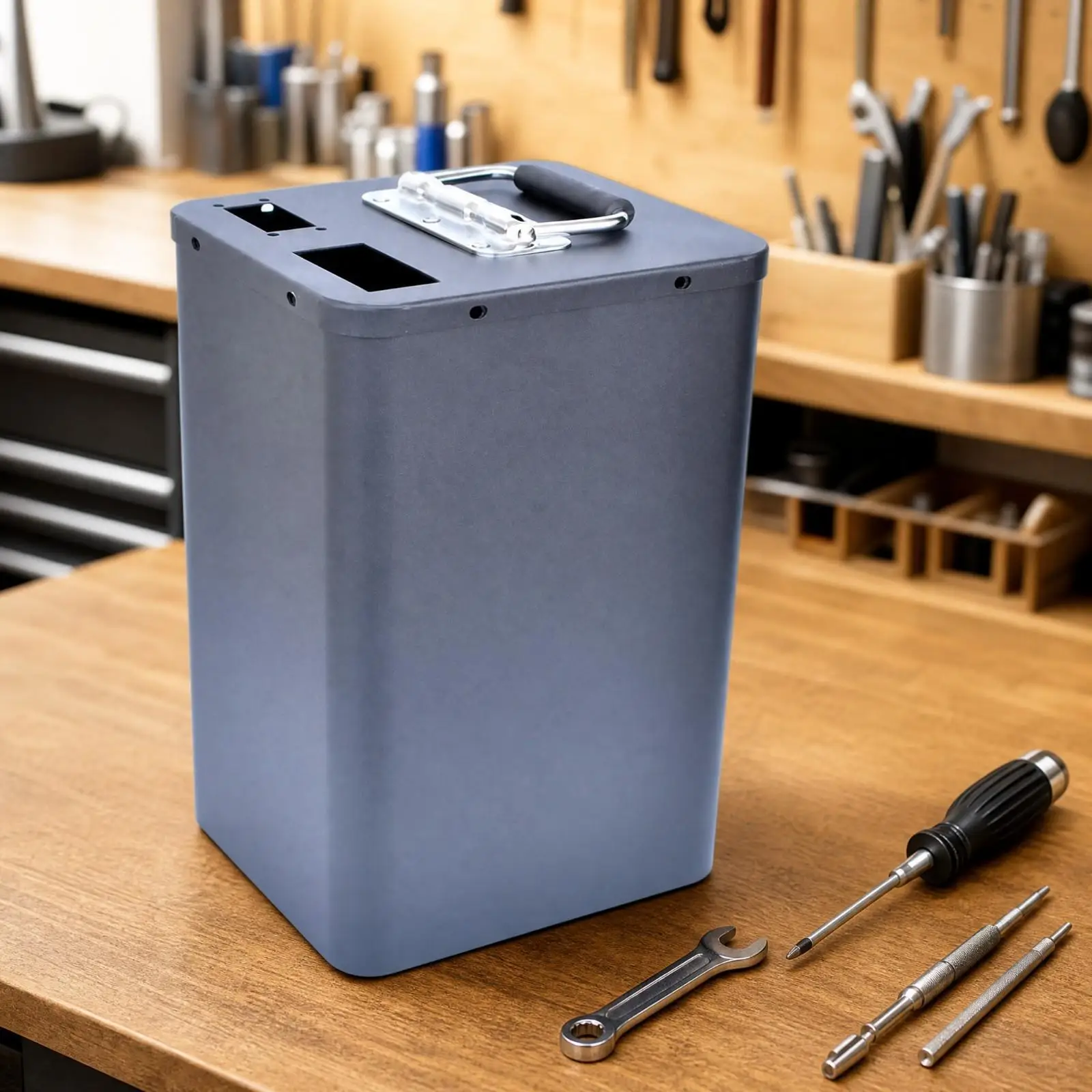 E Bike Battery Metal Case Box for Electric Scooter Power Source Enclosure Sturdy Iron Housing with Lid Design