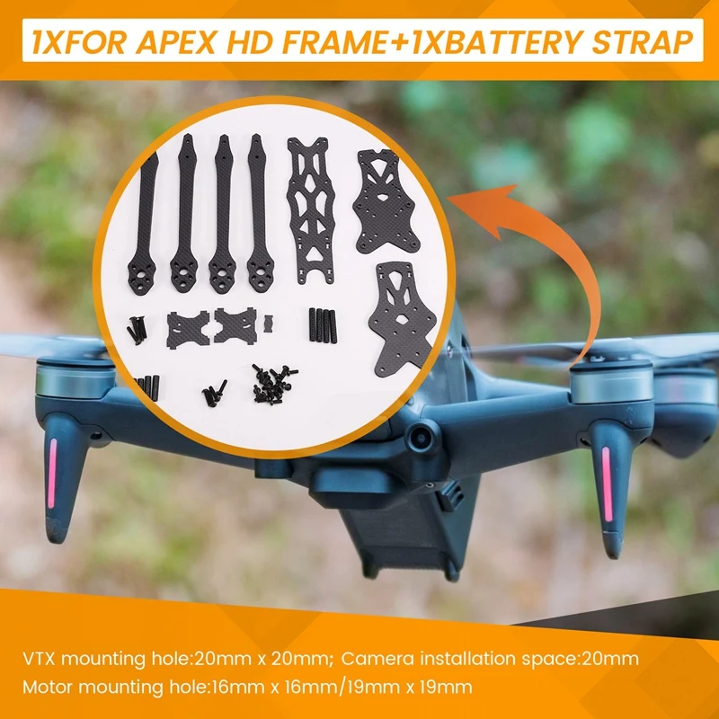 For APEX HD 7 Inch Frame Kit Carbon Fiber Quadcopter Long Range 5.5Mm Arm 315Mm DIY Parts For FPV Freestyle RC Drone