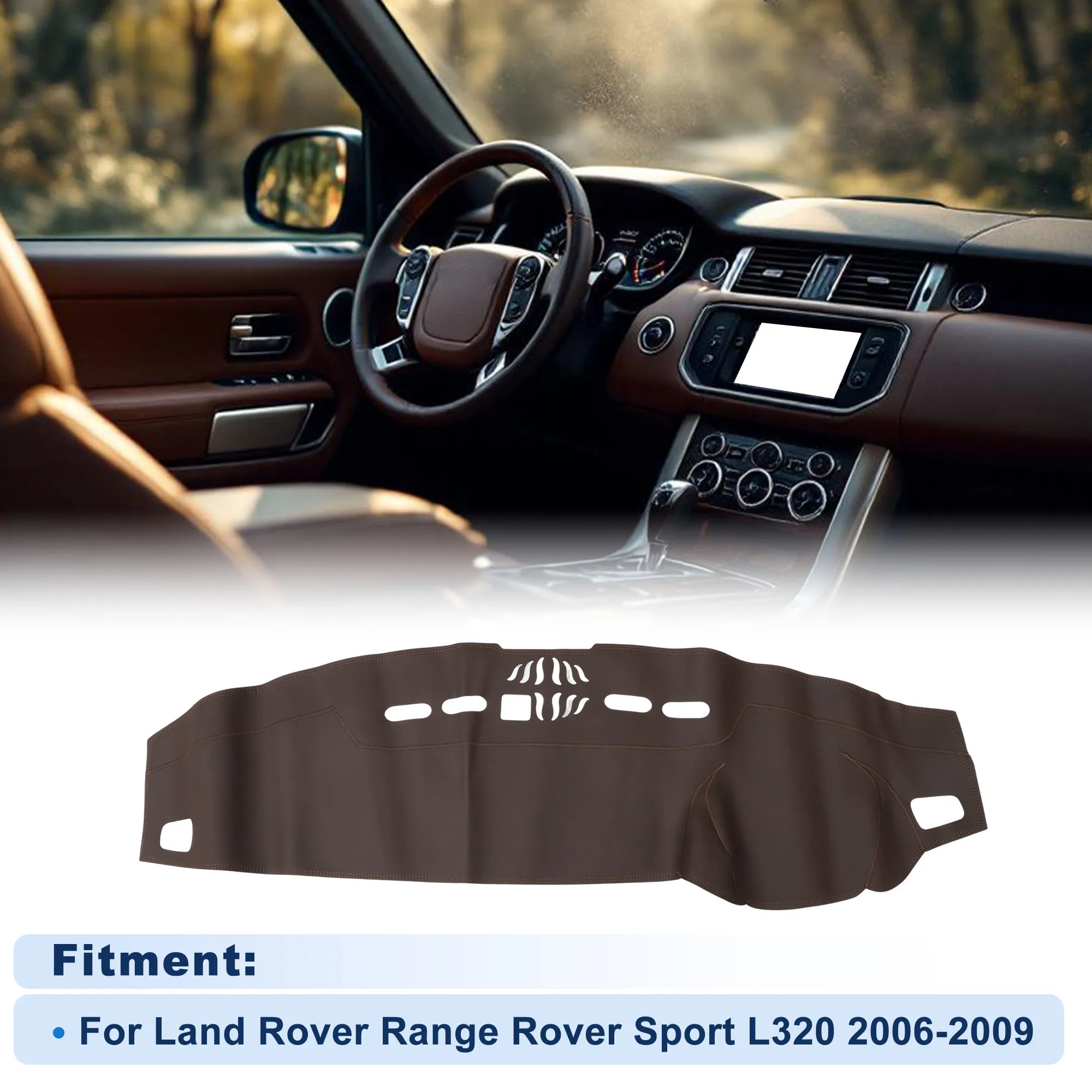 UXCELL Dash Cover for Land Rover Range Rover Sport L320 06-09 Faux Leather Brown 1 set
