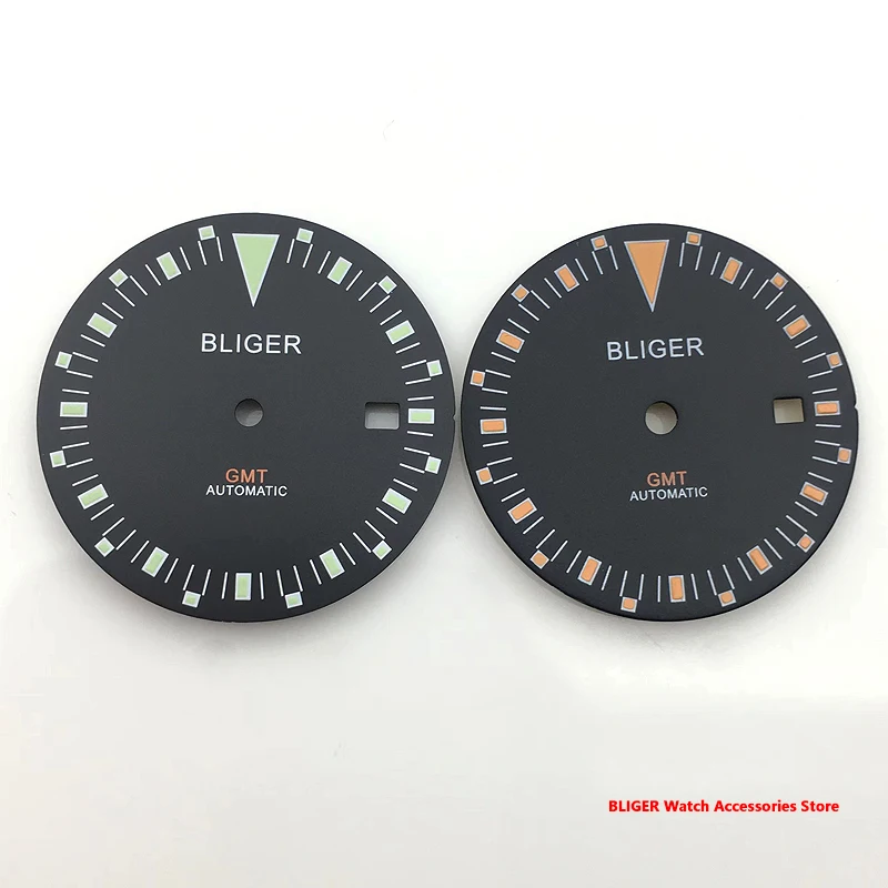 Bliger 29mm Luminous Watch Dial For NH34 DG2804 GMT Movement