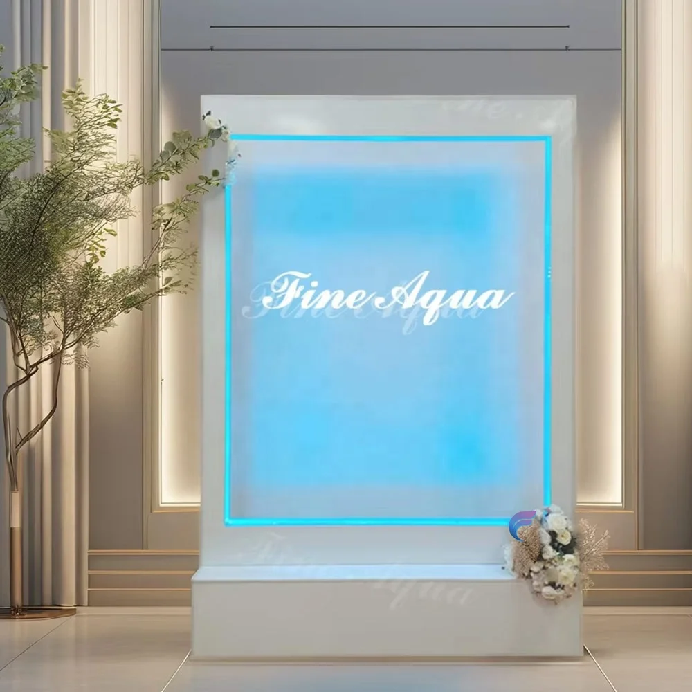 Customization.Whosale Indoor Glass Waterfall Wall with Wedding Decoration Wireless Control Wedding Fountain Waterfall