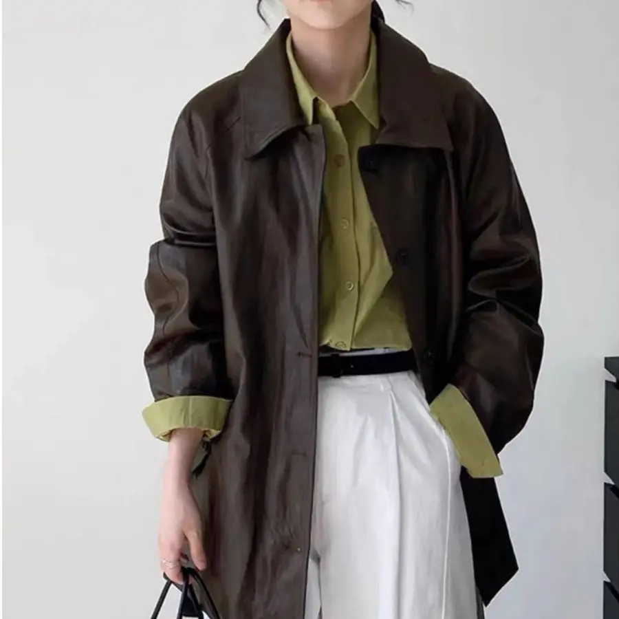 Caramel Leather Jacket Women's 2026 New High-End Feel Trendy Small Size Autumn Winter Best Selling Super Beautiful Short Coat
