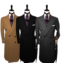 Daily Man Trench Coat Customized Single Blazer Full Man Terno Peak Lapel Formal Long Coat Prom Elegant Men Winter Jacket