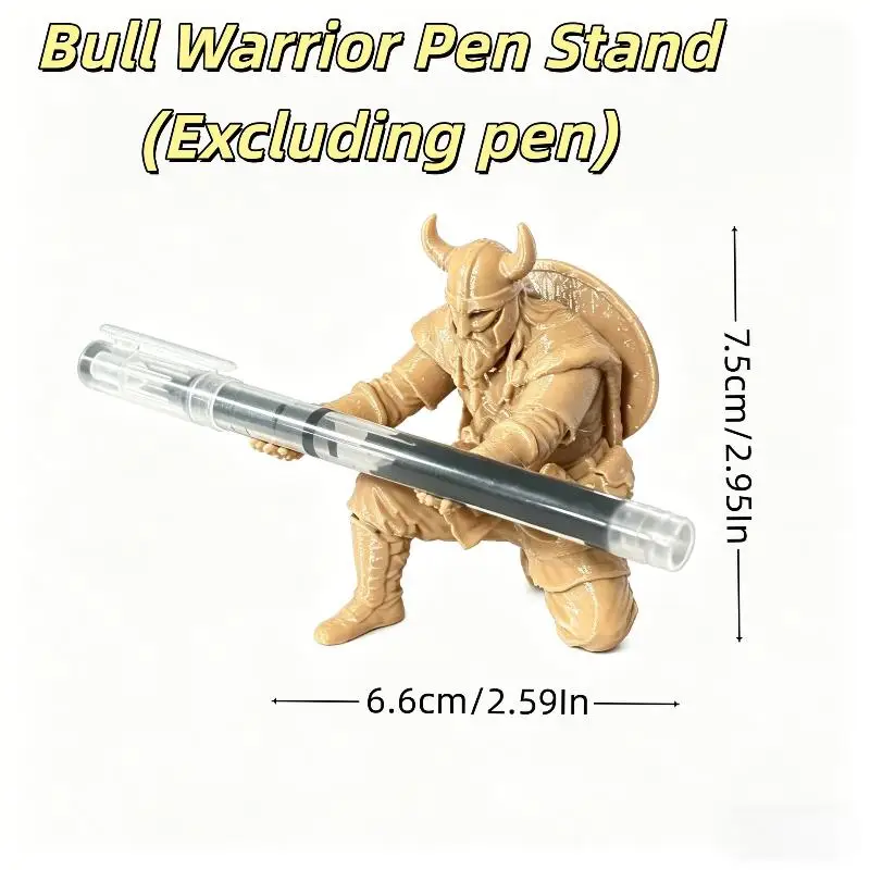 Kneeling Warrior Pen Holder 3D Printed Nordic Soldier Figurine Desktop Pen Stand Stationery Organizer Desk Decor Ornament
