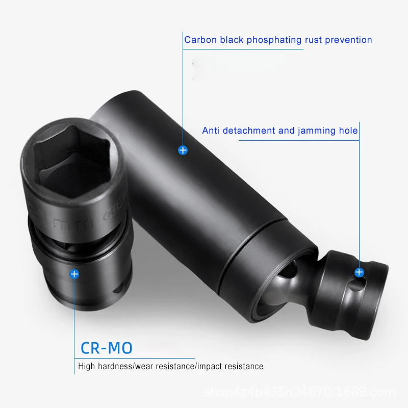 Imagem -03 - Cr-mo Universal Joint Hex Soquete Ferramenta Chave Elétrica Adaptador Pneumática Air Canon 360 Graus Movable Turning 2