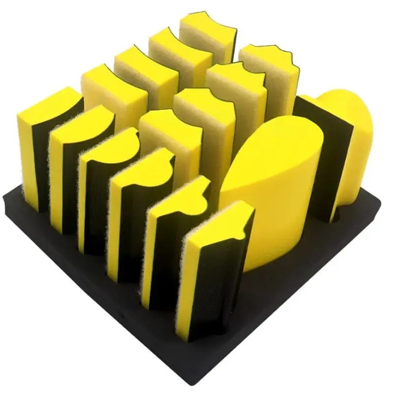 A69ehand Sanding Block Set,Hook & Loop Interchangeable Assorted Convex & Concave Shapes