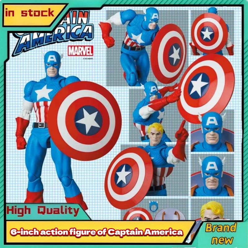 

In Stock 6 Inch Genuine Medicom Toy Marvel Captain America Action Figure Articulated Collectible Model With Shield Toy