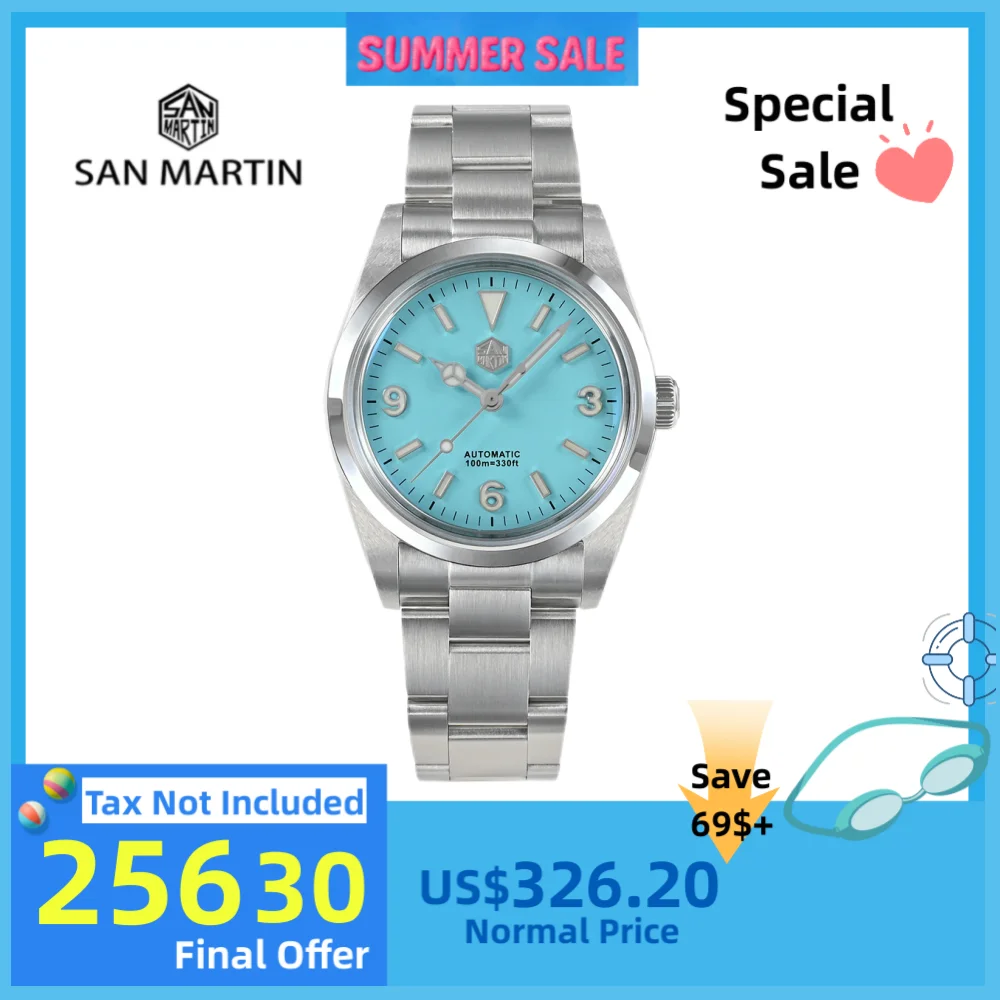 

San Martin Watch Automactic Mechanical Waterproof Watches For Men Luxury 36mm Explore Sport Luminous Sapphire Saat SN0021B-1