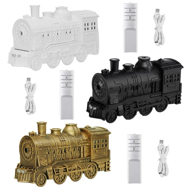 Humidificador de Aromaterapia de 300 ml, Estilo Retro de Tren de Vapor, Ultrasónico Silencioso con Control Remoto, Purificador de Aire para Hogar, Oficina y Dormitorio
