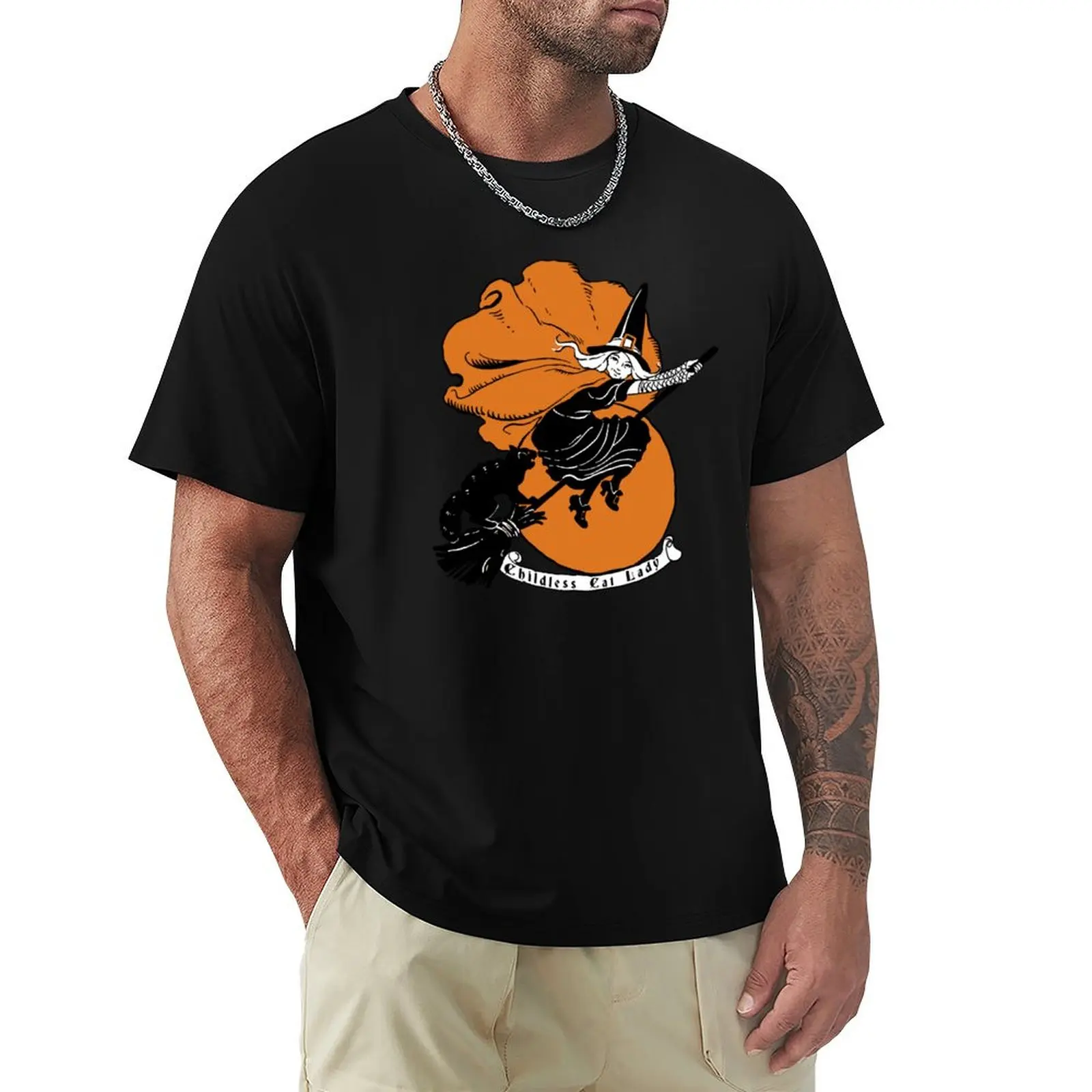 Childless Cat Lady Witch T-Shirt Labor Work Casual T-Shirt