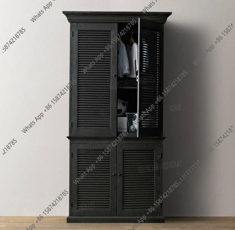 

Американский антикварный старинный черный шкаф, два французских антикварных шкафа-купе, четырехдверный большой шкаф, мебель из массива дерева.