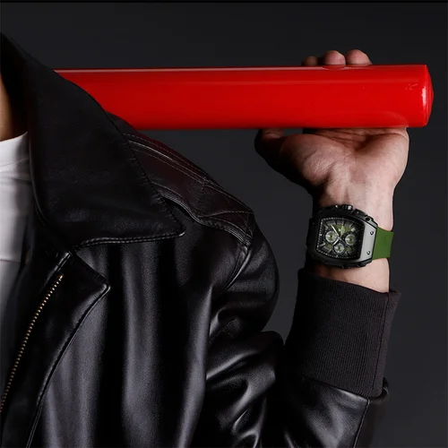 Imagen 2 del producto NAVIFORCE Reloj de Cuarzo para Hombre Tendencia de Moda Reloj Cronógrafo Deportivo Pantalla de Fecha Correa de Silicona Manecillas Luminosas 3ATM Resistente al Agua