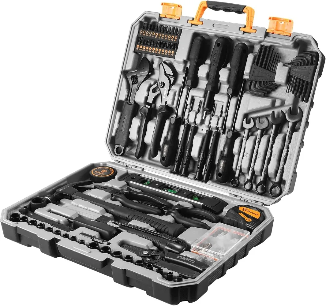 

Tool Kit Set Box for Home:Household W/ Drill Wrench Socket Basic Hand Tools Sets for Men Car Repair Mechanic Kit Set Automotive