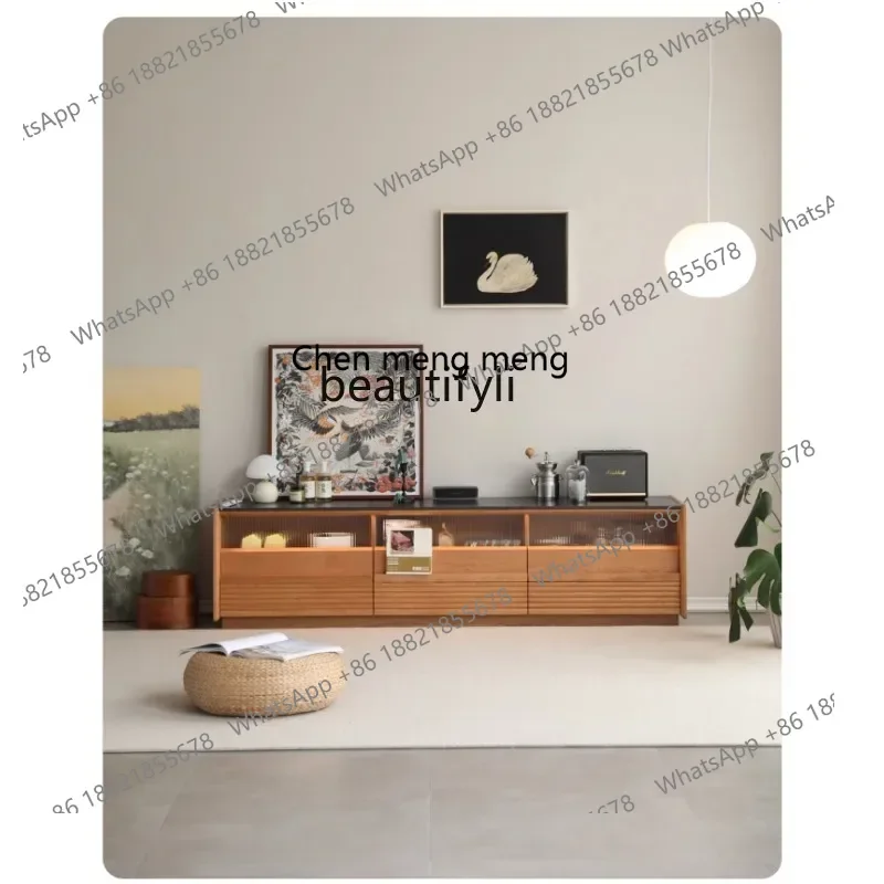 

cc182Cherry wood TV cabinet Living room simple rock slab solid wood floor TV cabinet R