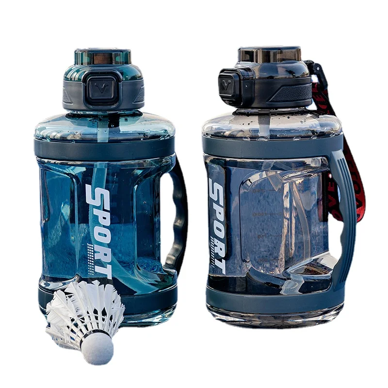 2.2L Large Capacity Sports Water Bottle Outdoor Fitness Kettle Gradient Plastic Water Cup Students Portable Big Ton Ton Barrel