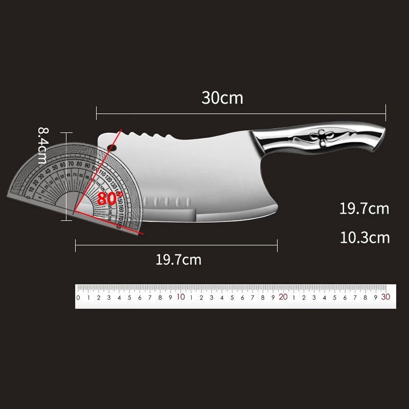 Stainless Steel Chopping Knife All Steel Handle Chef's Meat Cleaver High Hardness 7.7-inch Kitchen Knife