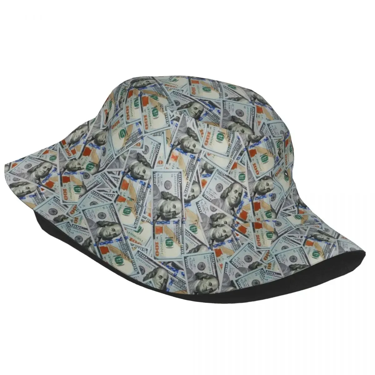 Fashion US Dollars Pattern Bucket Hats Men Women Money Outdoor Sun Summer Fisherman Cap