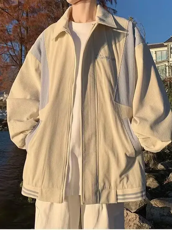 

Вельветовый джет свободного покроя с вышивкой в стиле пэчворк, простой повседневный дизайн для мужчин, осень-зима, Новое поступление