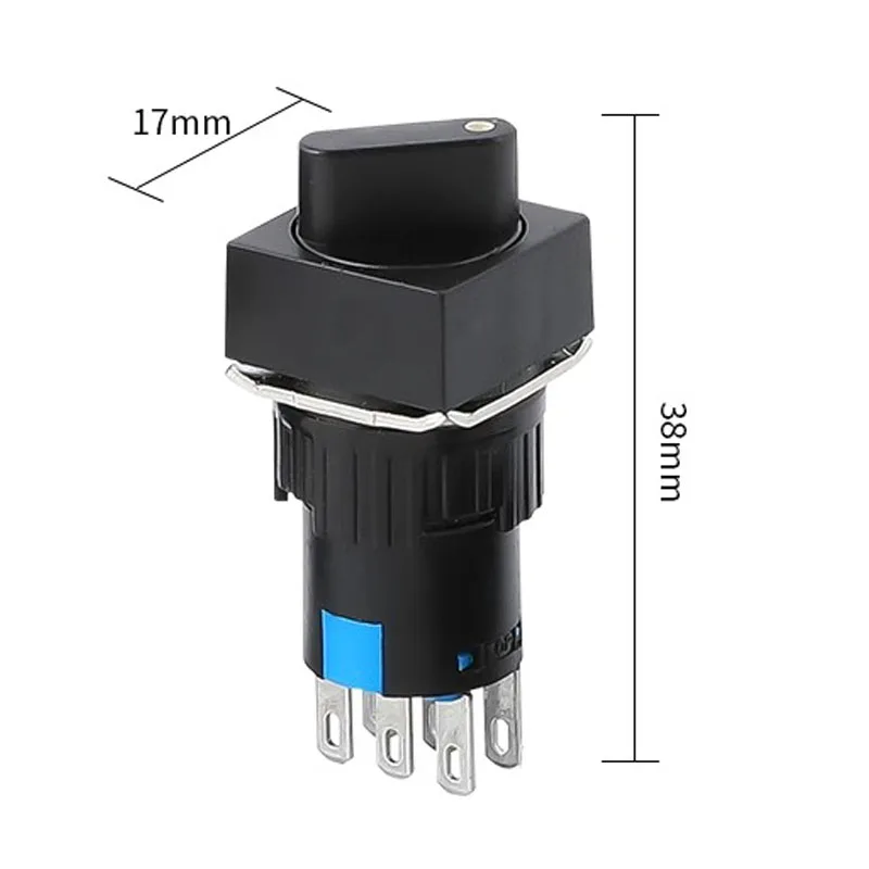 16mm 2 3 Positions Latching Self Lock 3/6 pins Push Rotary Button Switch Round Selector Switch Round/Square/Rectangular Head