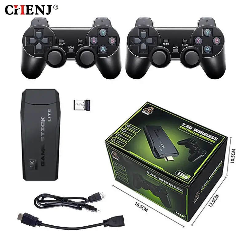 

1set Video Game Sticks M8 Console 2.4G Double Wireless Controller Game Stick 4K 10000 Games 64GB Retro Games For PS1/GBA