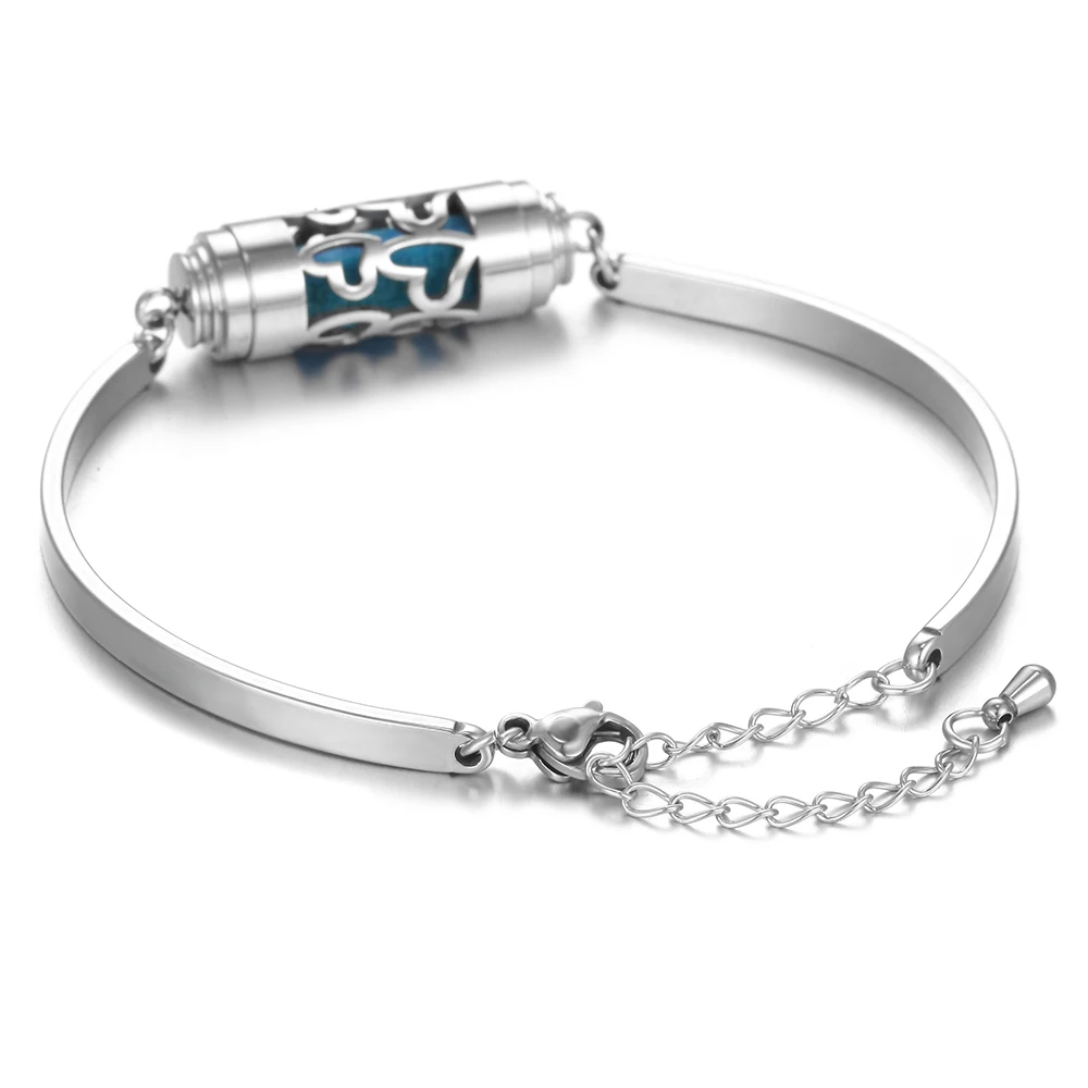 Braccialetti con medaglione per gioielli con aroma in acciaio inossidabile Bracciale per donna Uomo Bracciale con diffusore per aromaterapia Bracciale con oli essenziali per profumo