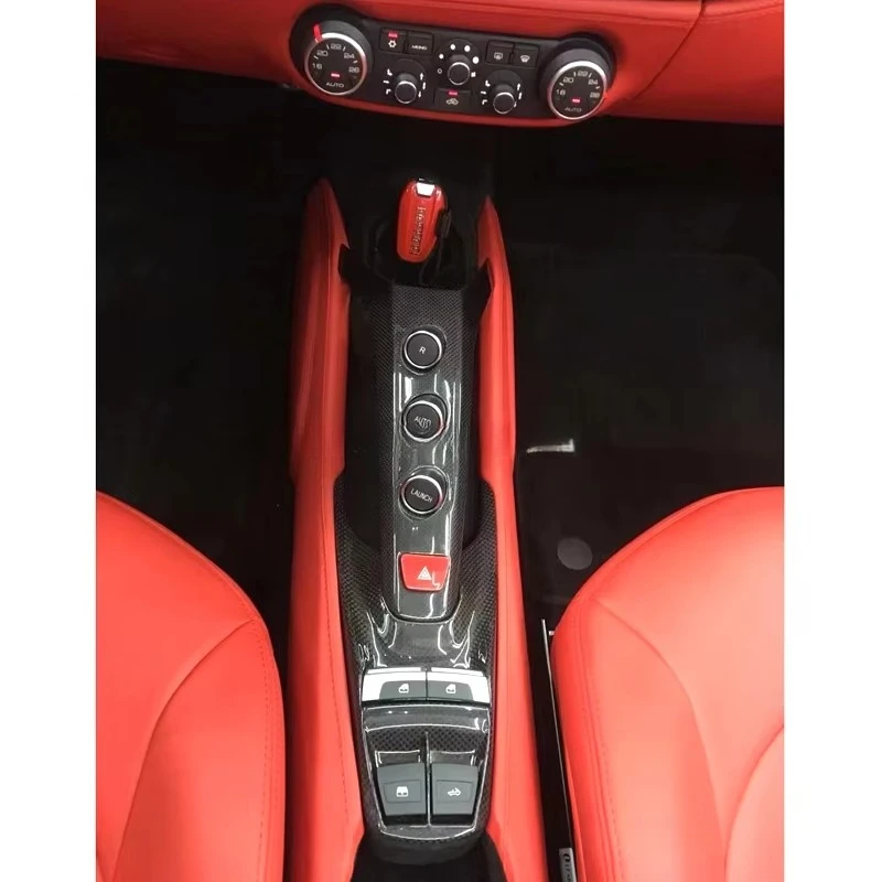 عالية الجودة ألياف الكربون الجافة وحدة التحكم المركزية التبديل قاعدة غطاء الزخارف الداخلية أطقم لفيراري 488 GTB العنكبوت اكسسوارات السيارات #6